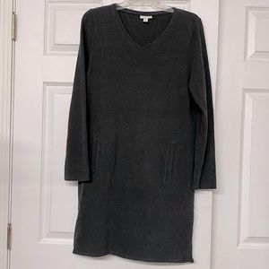 J. Jill Pure Jill V Neck Charcoal Gray Relaxed Cozy Soft Dress Sz M